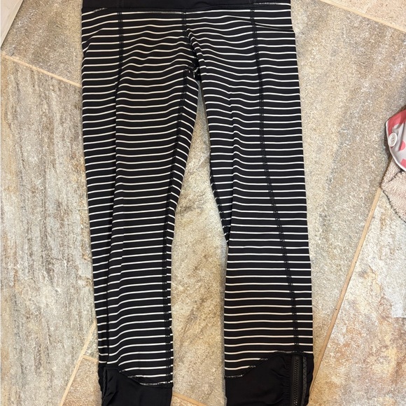 Striped Black and White Lululemon Leggings - Picture 1 of 4